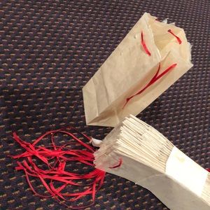 New 20 count small rice paper bags with red satin ribbon ties